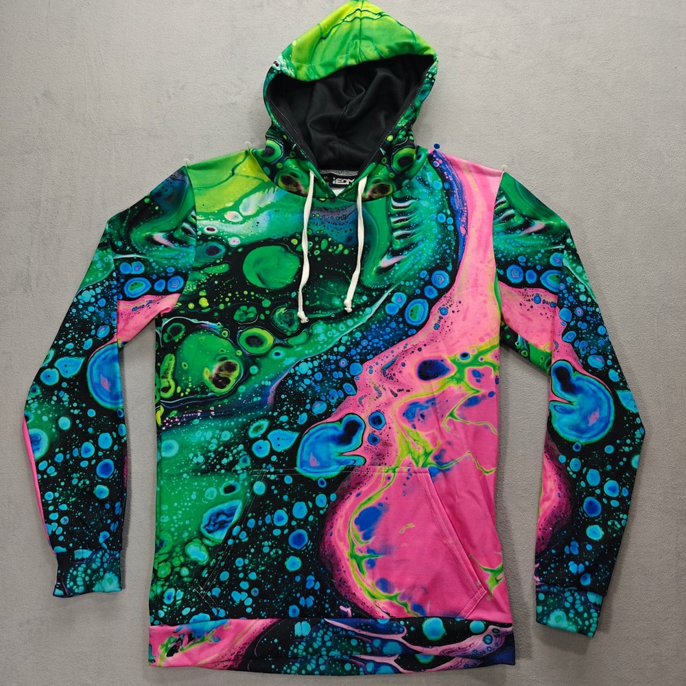 iEDM Jasper Sea Hoodie Mens Medium EDM Rave Festival Abstract Psychedelic USA